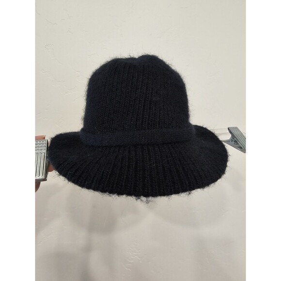 Vintage ARIS Made In USA Acrylic Blend Black Winter Hat Brimmed - Picture 2 of 6